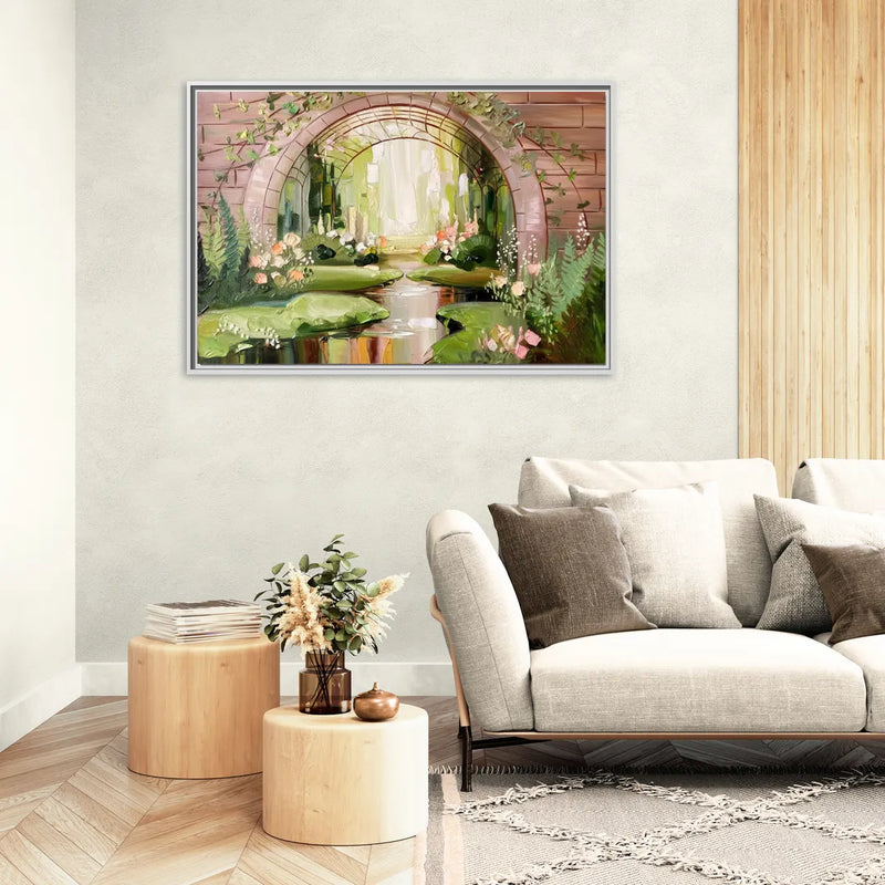 Fort Worth Botanical Gardens View - Living Room White Frame Canvas