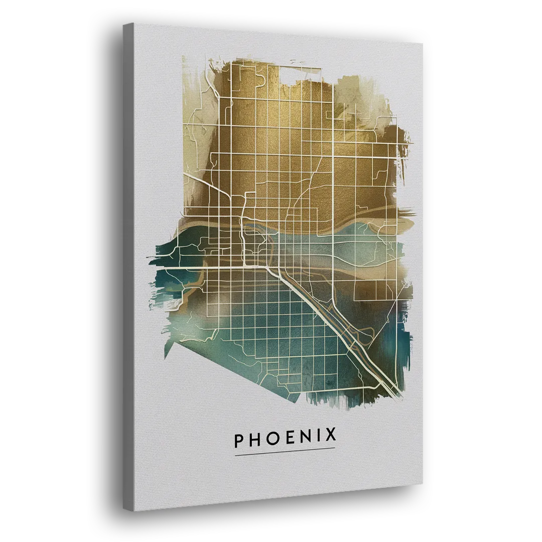 Phoenix Arizona Map Design - Canvas Print Art Sides