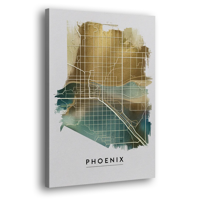 Phoenix Arizona Map Design - Canvas Print Art Sides