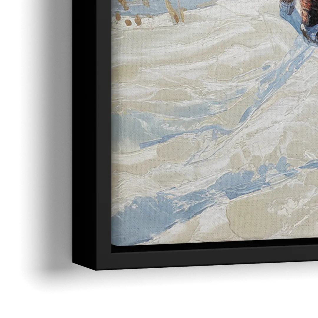 Buffalo Winter Wonderland - Close-Up Black Frame Canvas