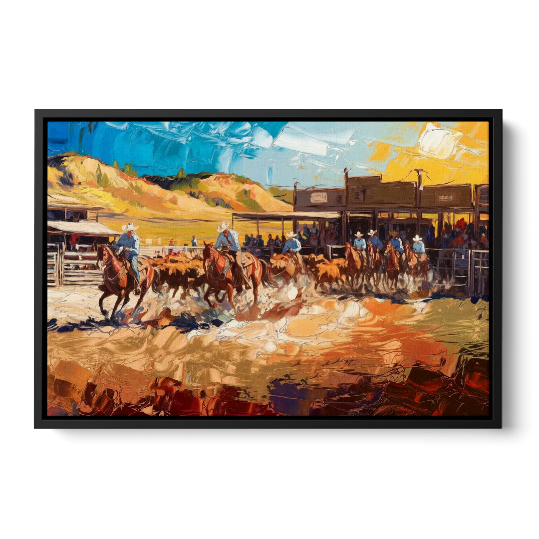 Fort Worth Rodeo And Cowboy Spirit - Black Frame Canvas