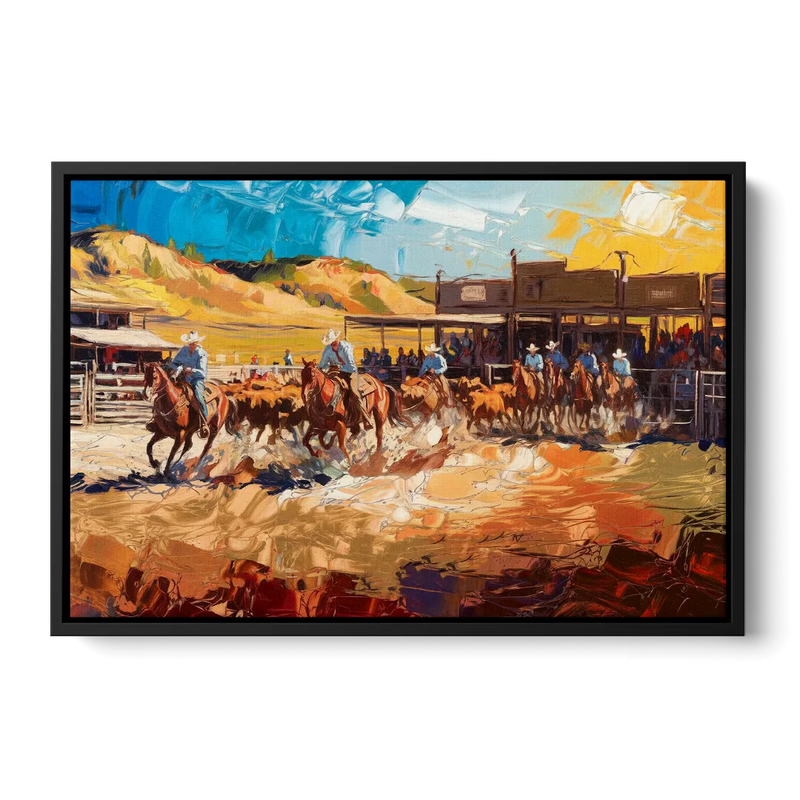 Fort Worth Rodeo And Cowboy Spirit - Black Frame Canvas