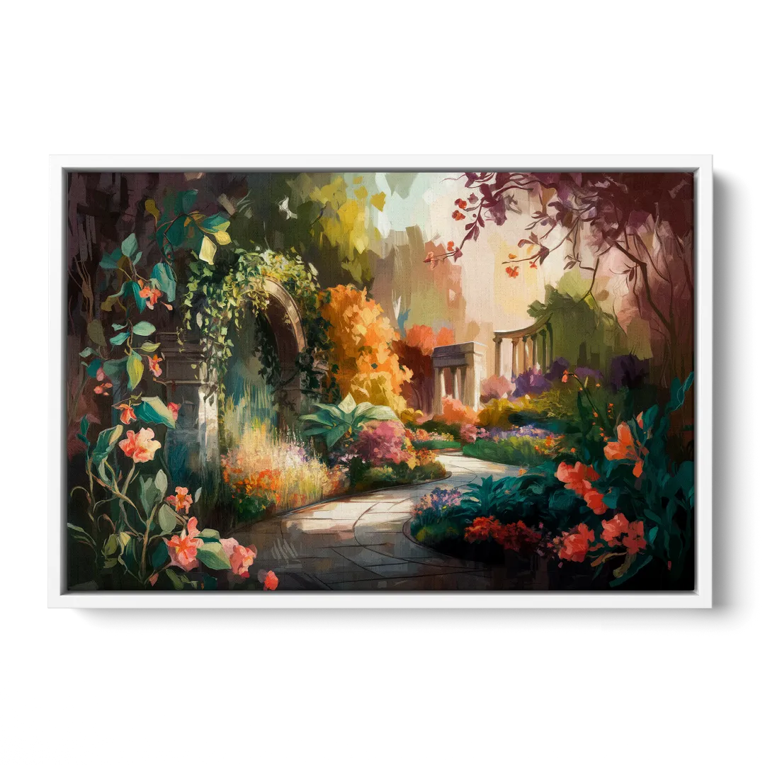 Oxford Botanical Gardens - White Frame Canvas