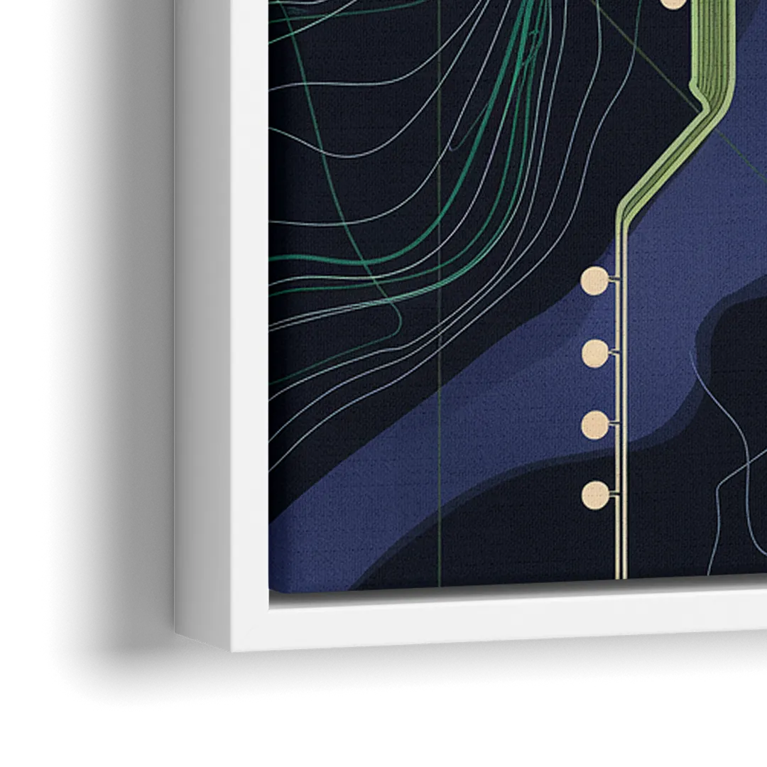 New York City Subway Map - Close-Up White Frame Canvas