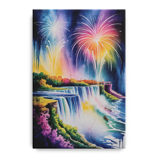 Niagara Falls Fireworks Show - Canvas Wall Art