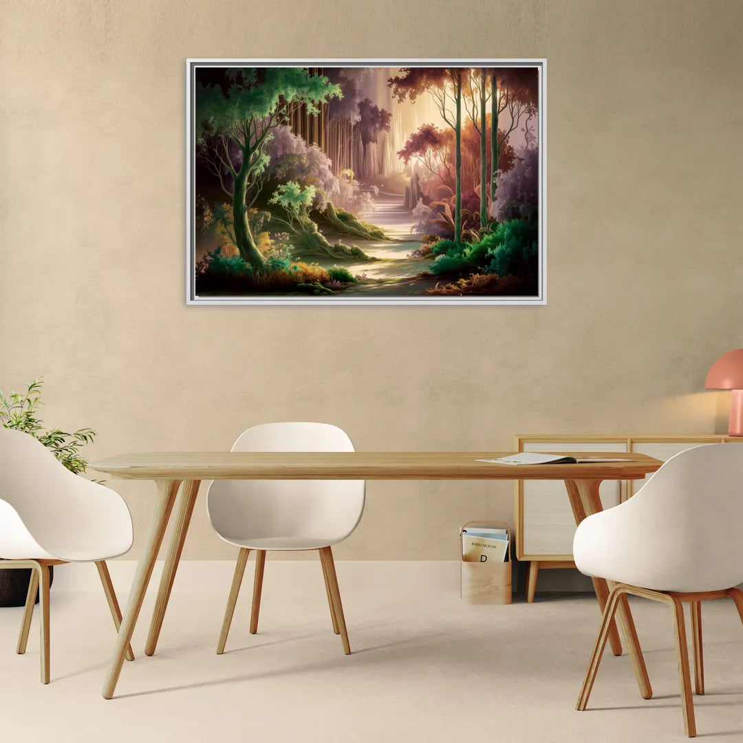Eugene Forest Serenity - Living Room White Frame Canvas