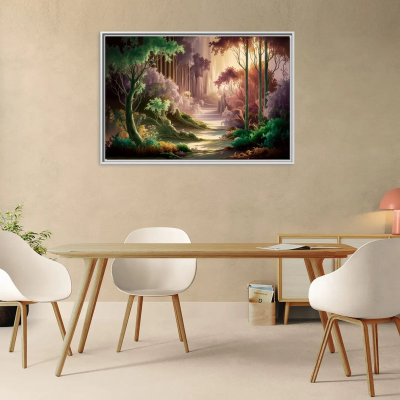 Eugene Forest Serenity - Living Room White Frame Canvas