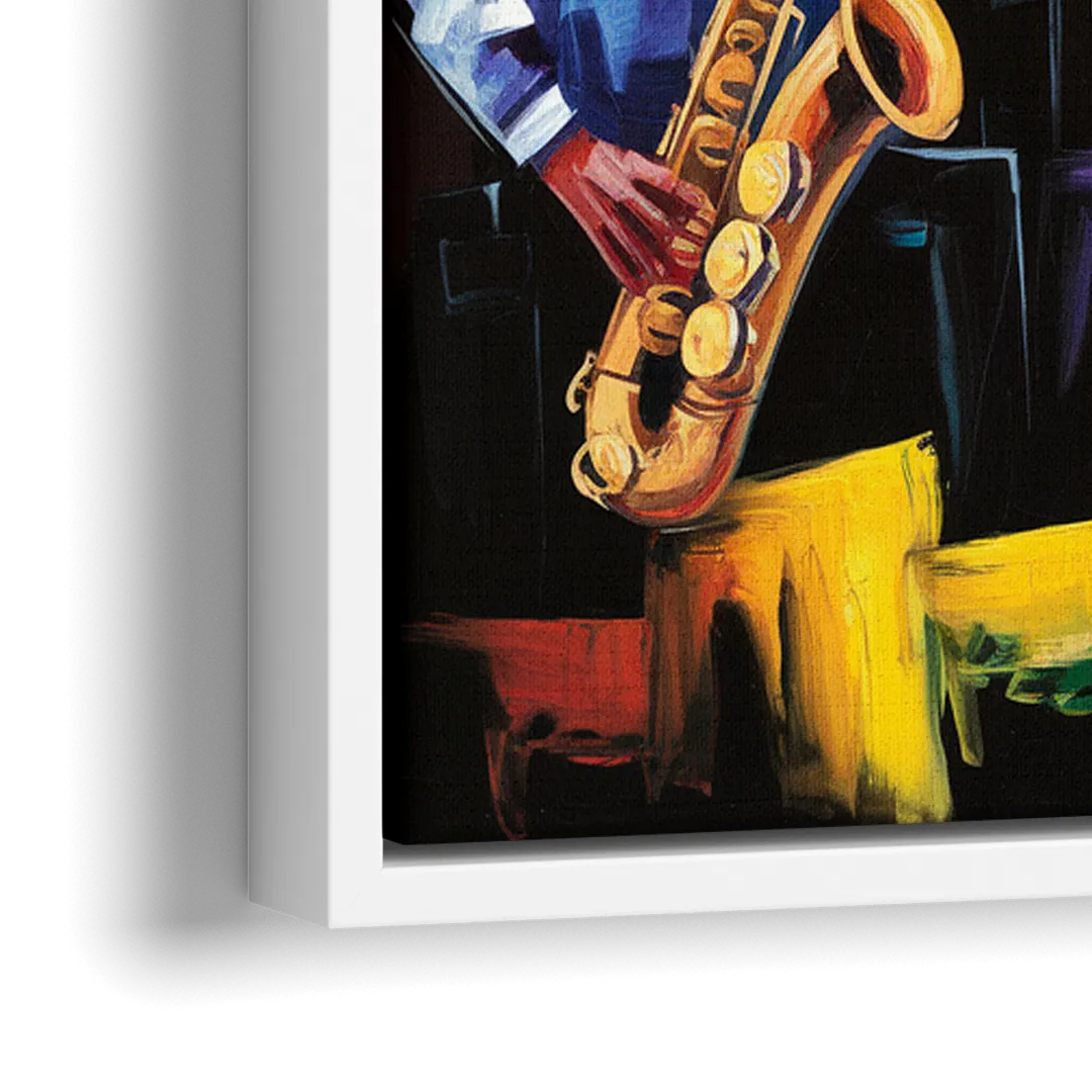 New Orleans Jazz Scene - Close-Up White Frame Canvas