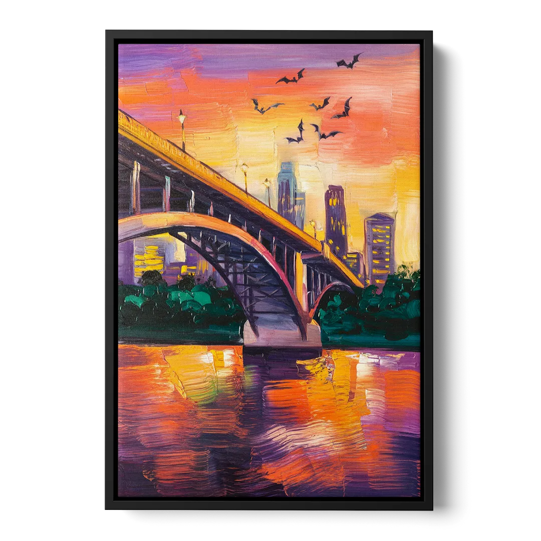 Austin Congress Avenue Bridge - Black Frame Canvas