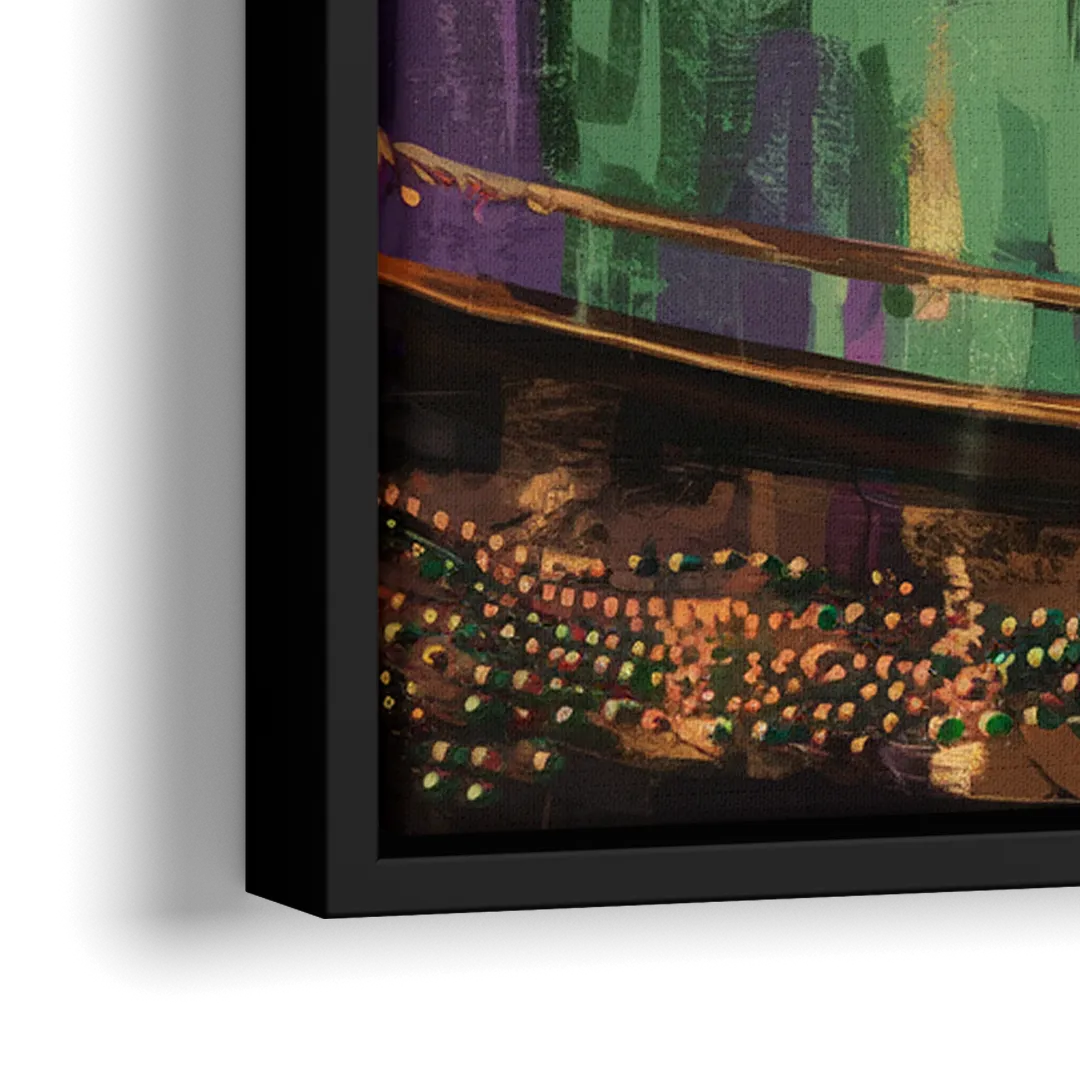 New Orleans Mardi Gras Parade - Close-Up Black Frame Canvas