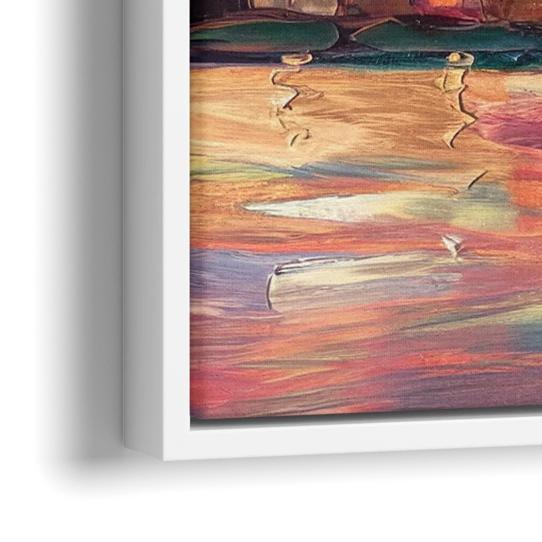 Oklahoma City Downtown Sunset - Close-Up White Frame Canvas