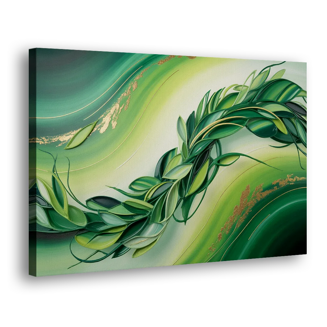 Lush Verdant Essence Green Abstract - Canvas Print Art Sides