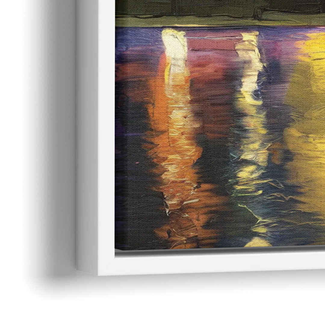 Louisville Cityscape Glow - Close-Up White Frame Canvas