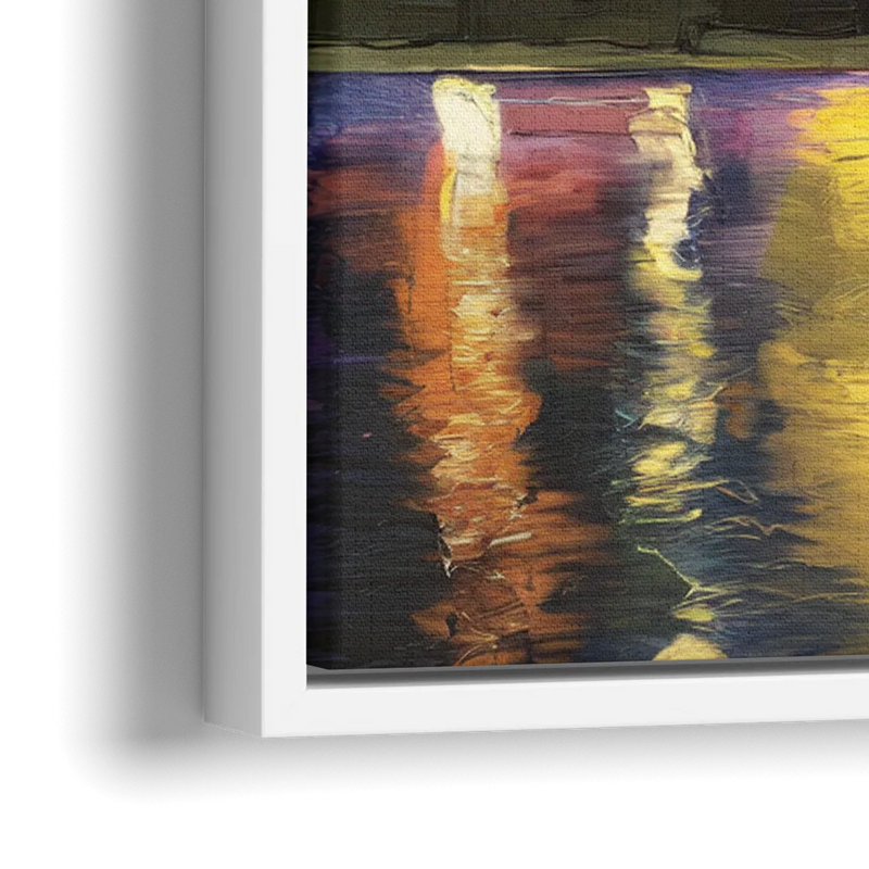 Louisville Cityscape Glow - Close-Up White Frame Canvas