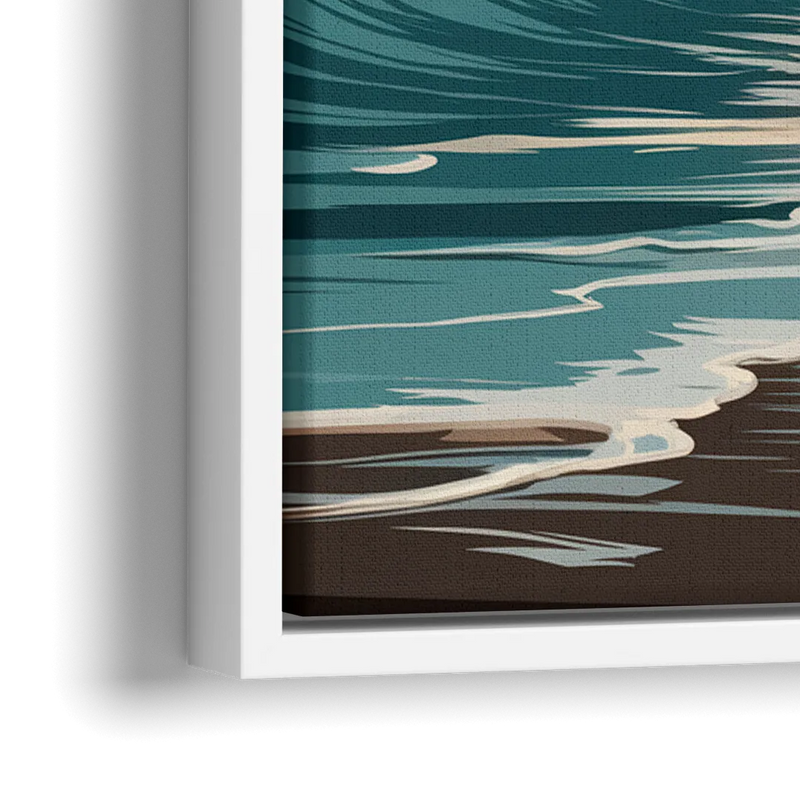 Galveston Ocean Waves - Close-Up White Frame Canvas