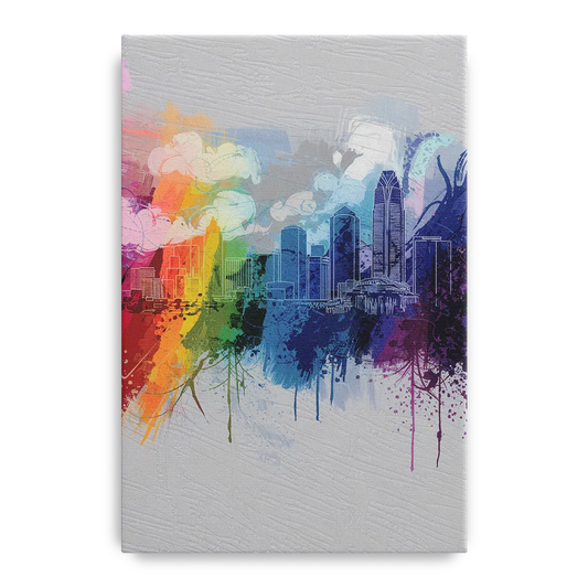 Charlotte Skyline Abstract Design - Canvas Wall Art