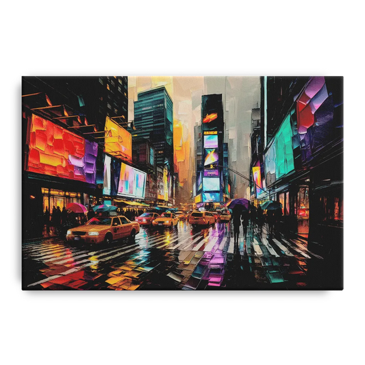 New York City Vibrant Street Scenes - Canvas Wall Art