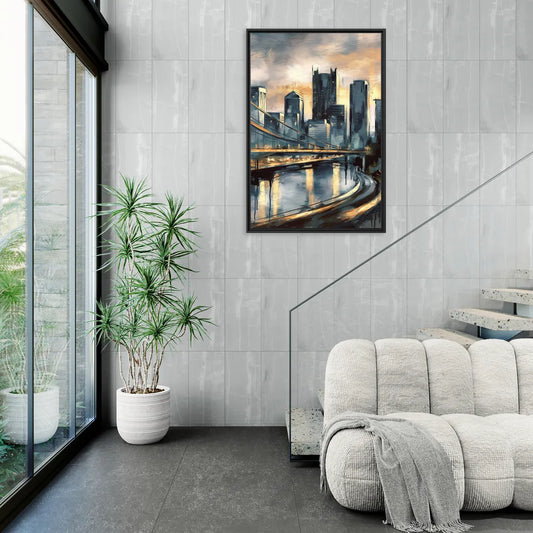 Pittsburgh Urban Aesthetic - Living Room Black Frame Canvas