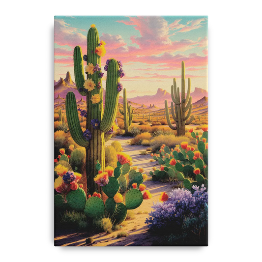Phoenix Cactus Scene - Canvas Wall Art