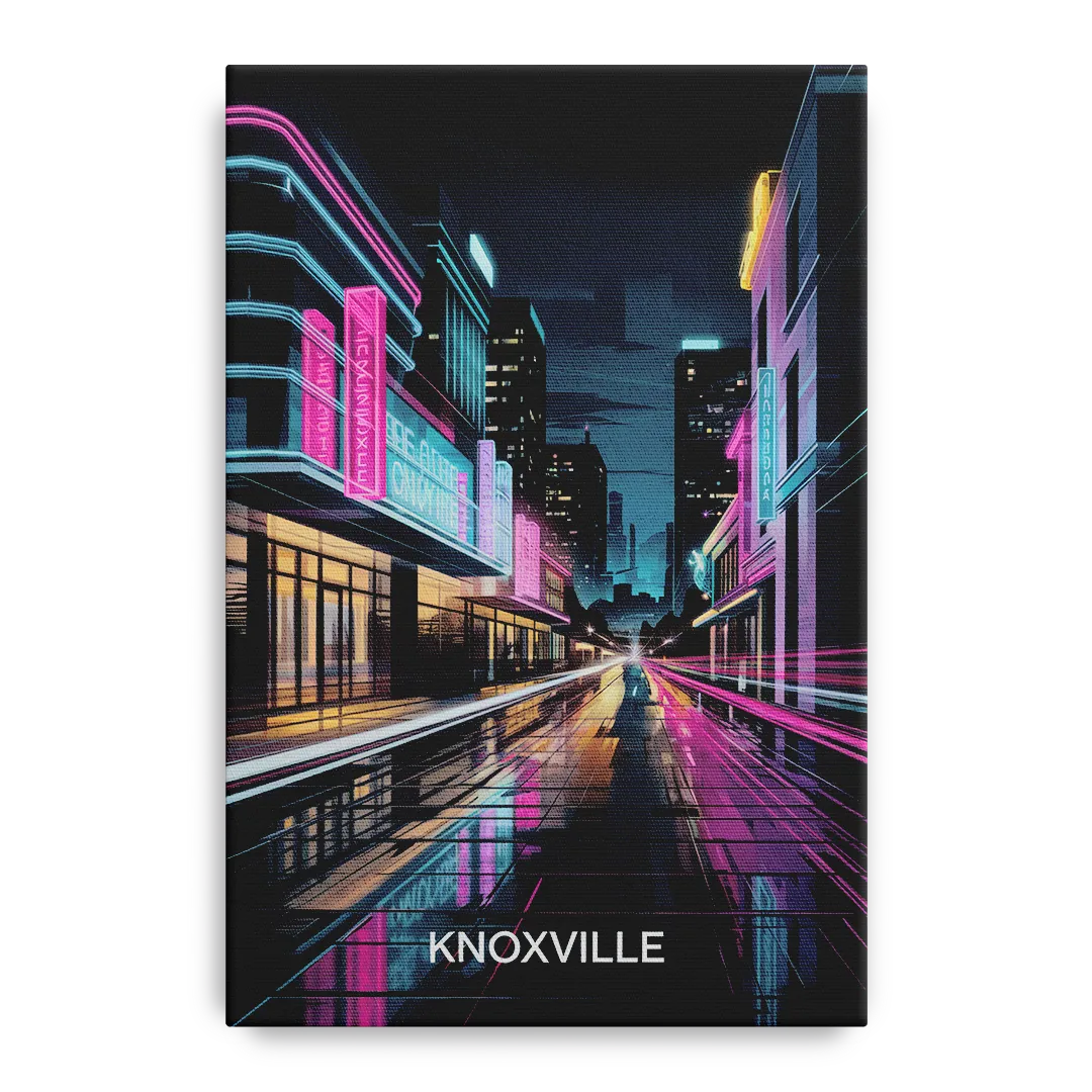 Knoxville Urban Night Lights - Canvas Wall Art