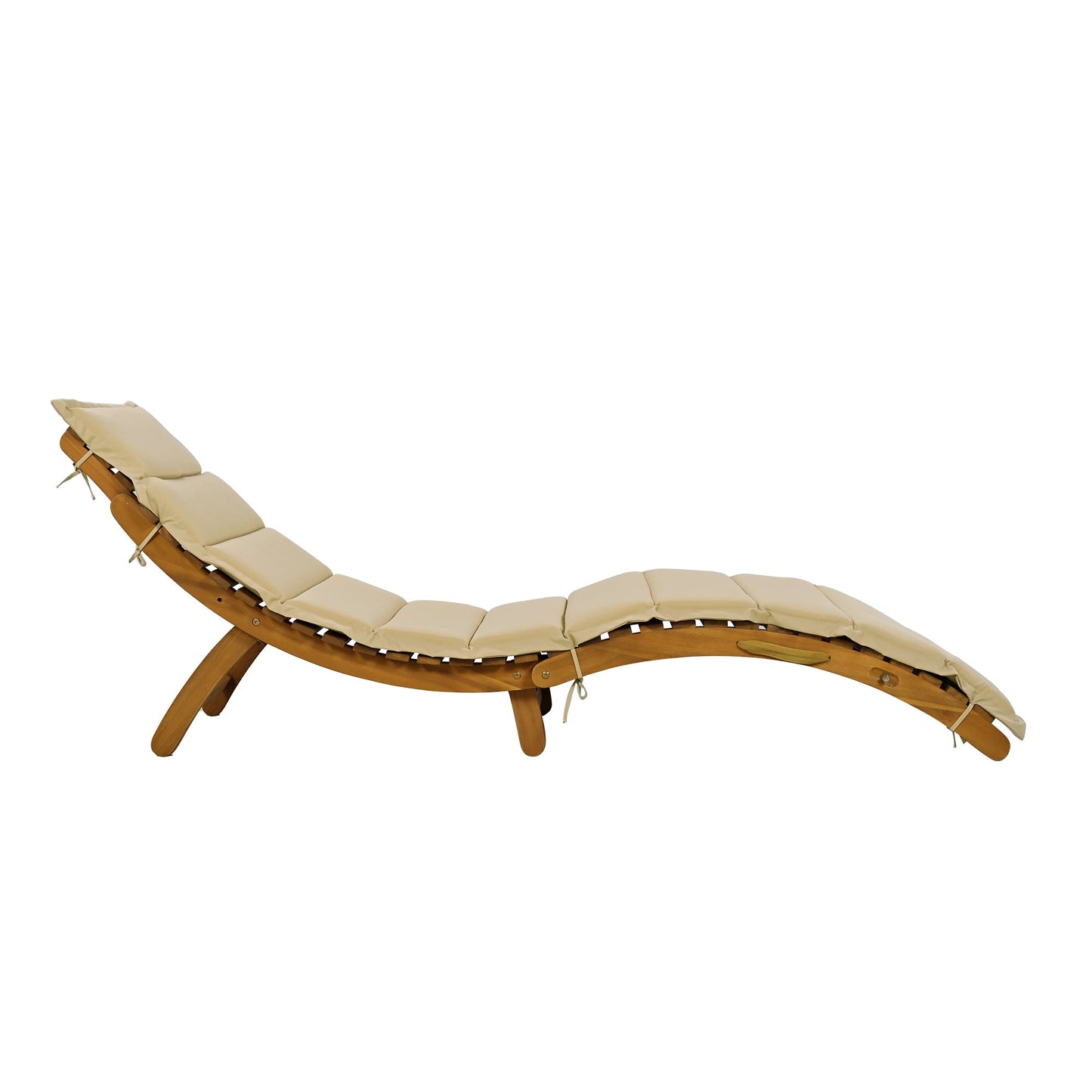 2-Piece Extendable Wooden Outdoor Chaise Lounge Set with Cushions