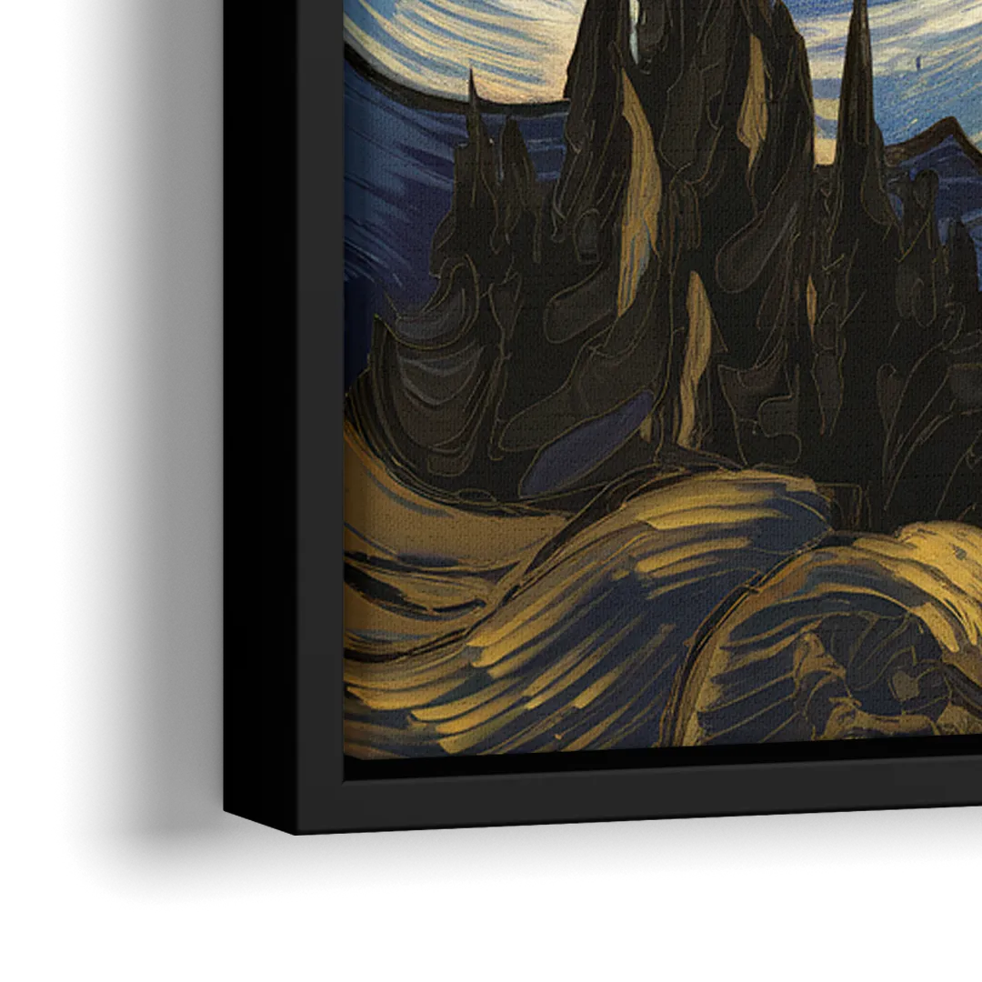 Corona Nightscape Glow - Close-Up Black Frame Canvas