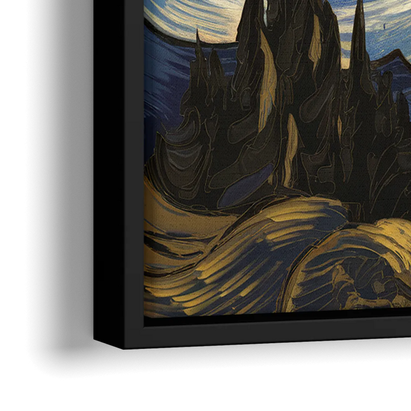 Corona Nightscape Glow - Close-Up Black Frame Canvas