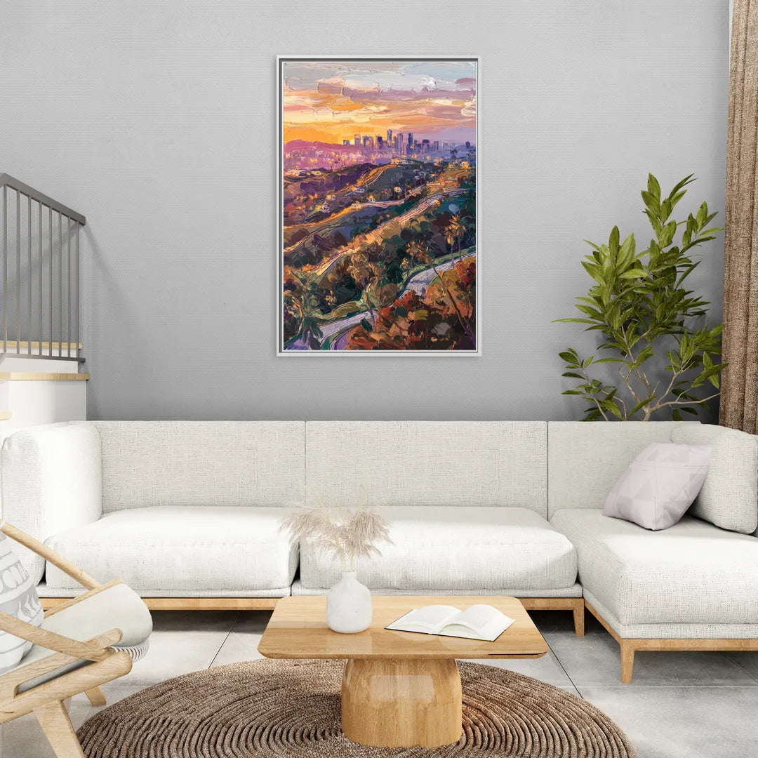 Los Angeles Hollywood Hills - Living Room White Frame Canvas
