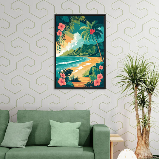 Honolulu Aloha Spirit - Living Room Black Frame Canvas