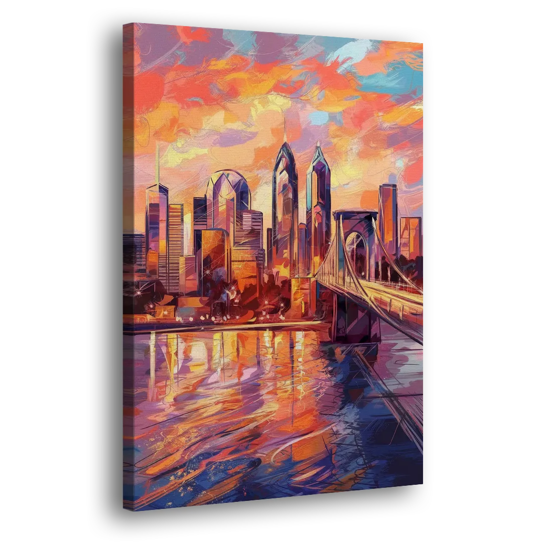 Philadelphia Skyline at Sunset - Canvas Print Art Sides
