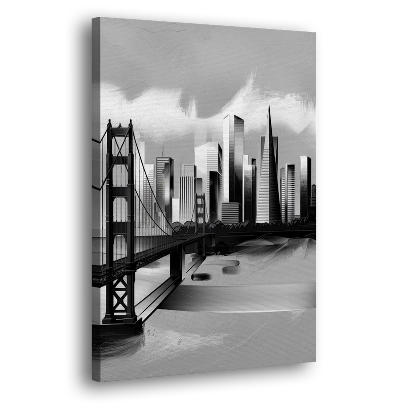 San Francisco Black and White Skyline - Canvas Print Art Sides