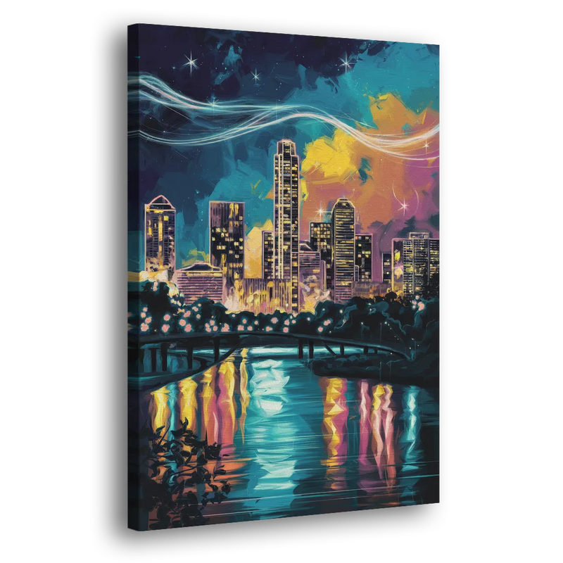 Austin Night Lights - Canvas Print Art Sides