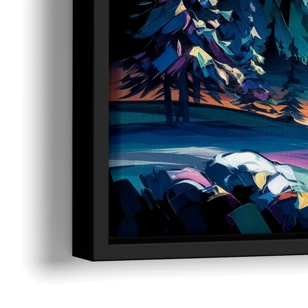 Aurora Vibrant Skies - Close-Up Black Frame Canvas