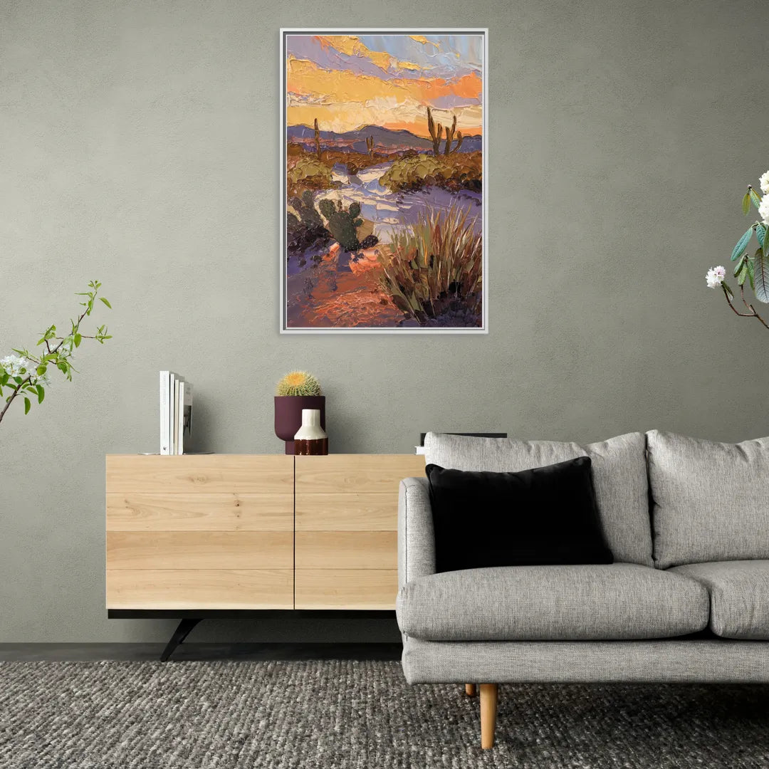 Marfa Sunset Glow - Living Room White Frame Canvas