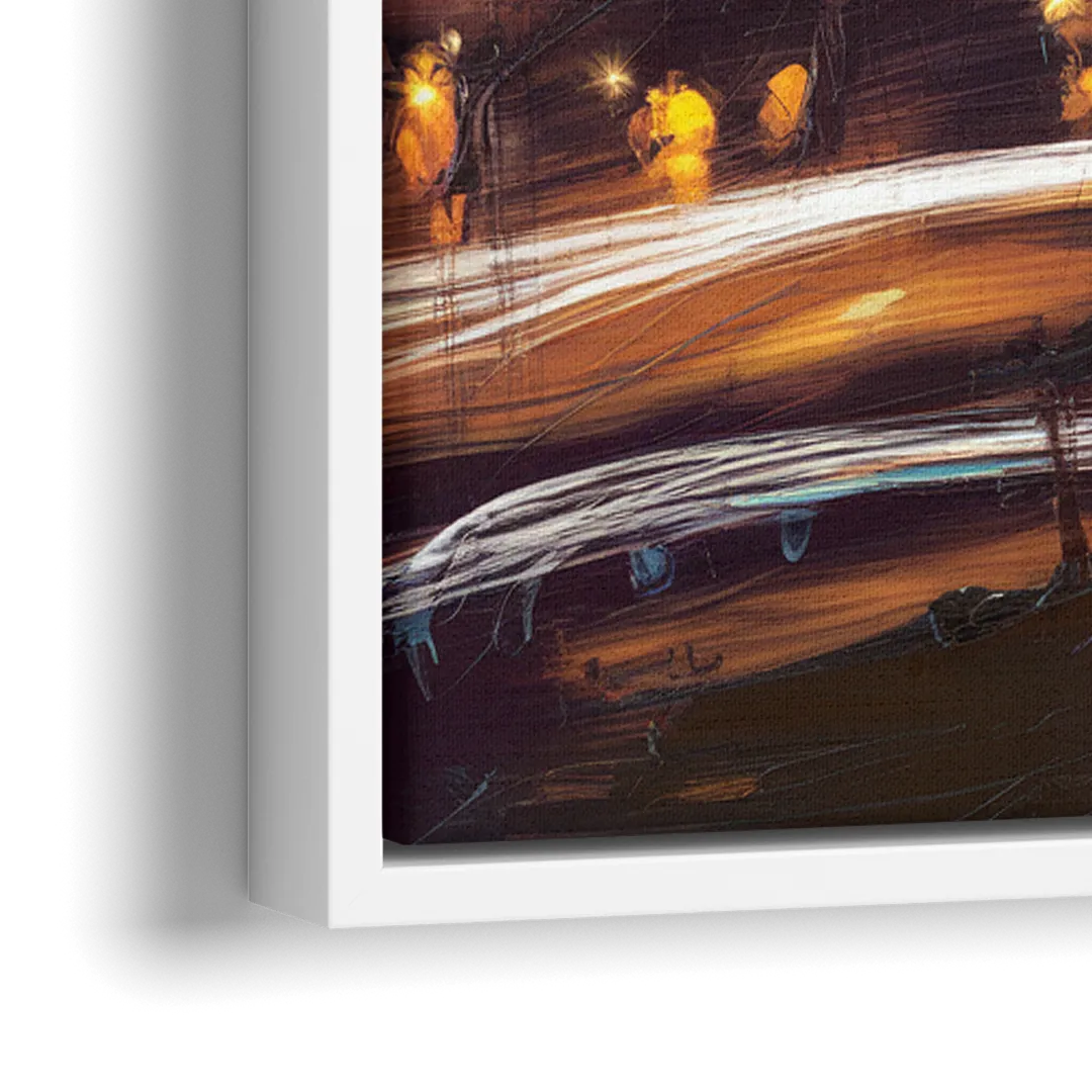 Kansas City Nighttime Skyline - Close-Up White Frame Canvas