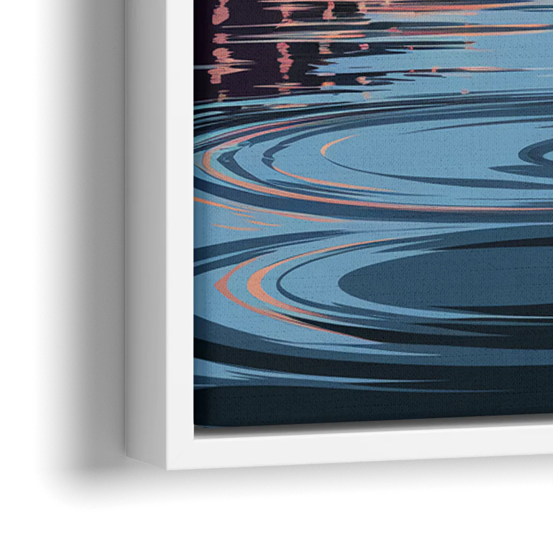 St. Petersburg Skyline Reflection - Close-Up White Frame Canvas