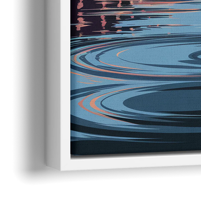 St. Petersburg Skyline Reflection - Close-Up White Frame Canvas