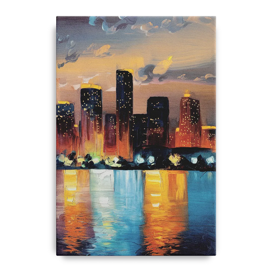 Houston Skyline Glow - Canvas Wall Art