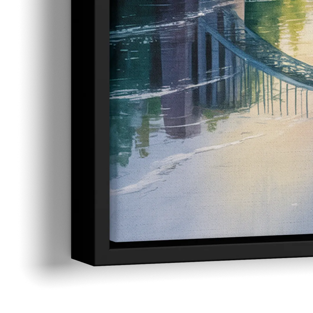 Niagara Falls Rainbow Bridge - Close-Up Black Frame Canvas