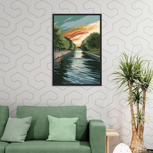 Tulsa Riverfront Views - Living Room Black Frame Canvas