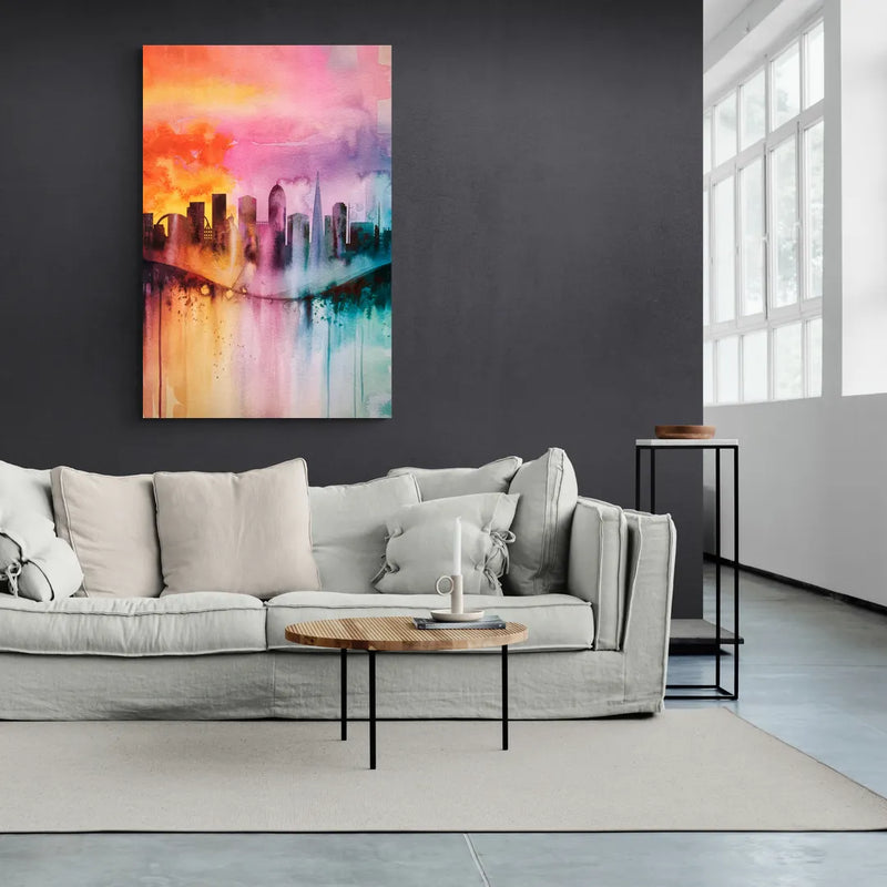 Oakland Skyline Sunset - Canvas Wall Art Living Room