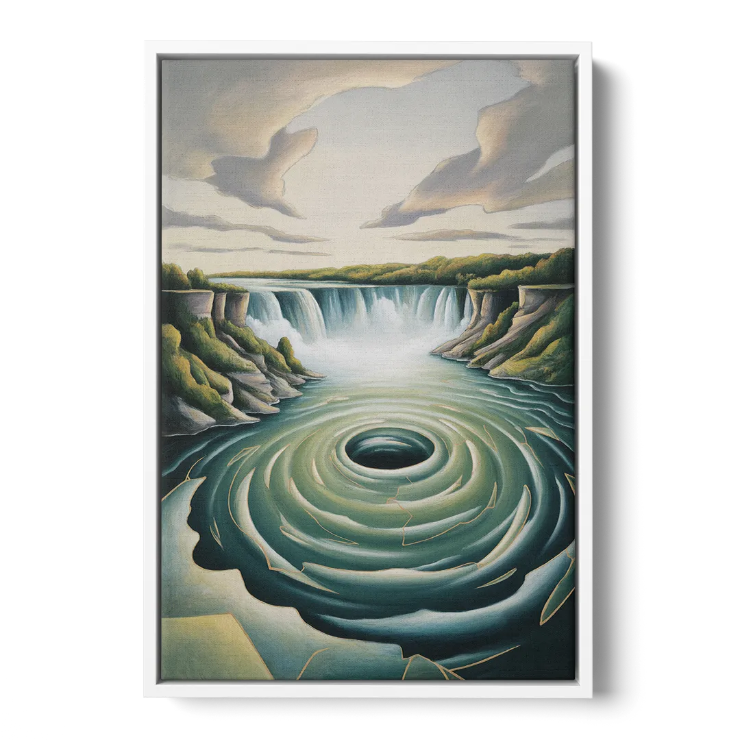 Niagara Whirlpool Aerial - White Frame Canvas