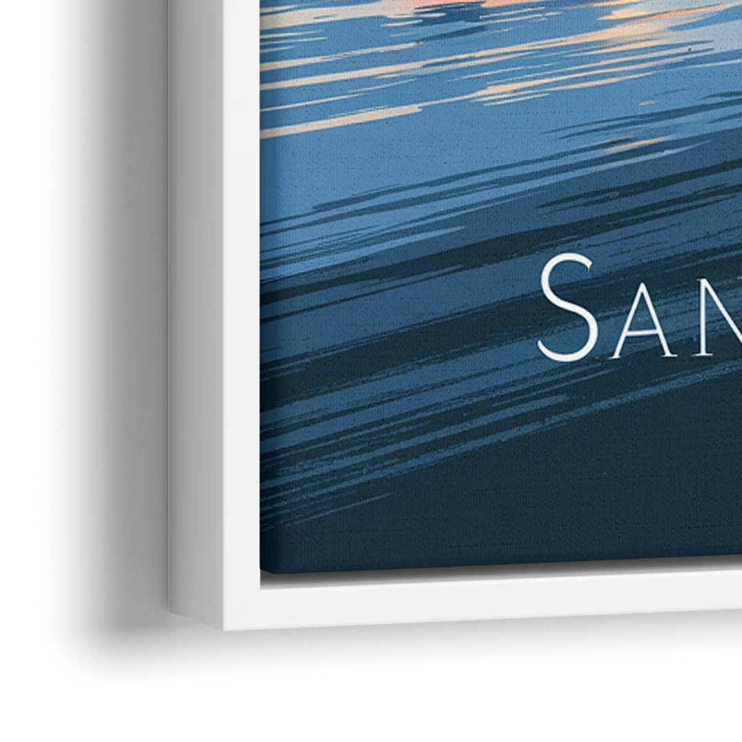 San Diego Urban Skyline - Close-Up White Frame Canvas