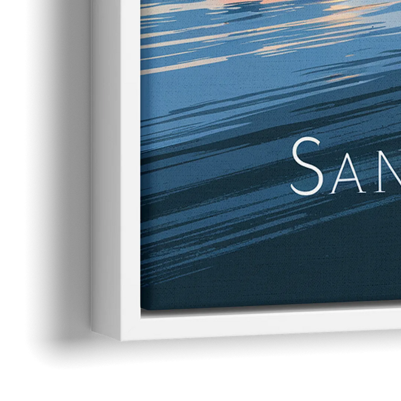 San Diego Urban Skyline - Close-Up White Frame Canvas