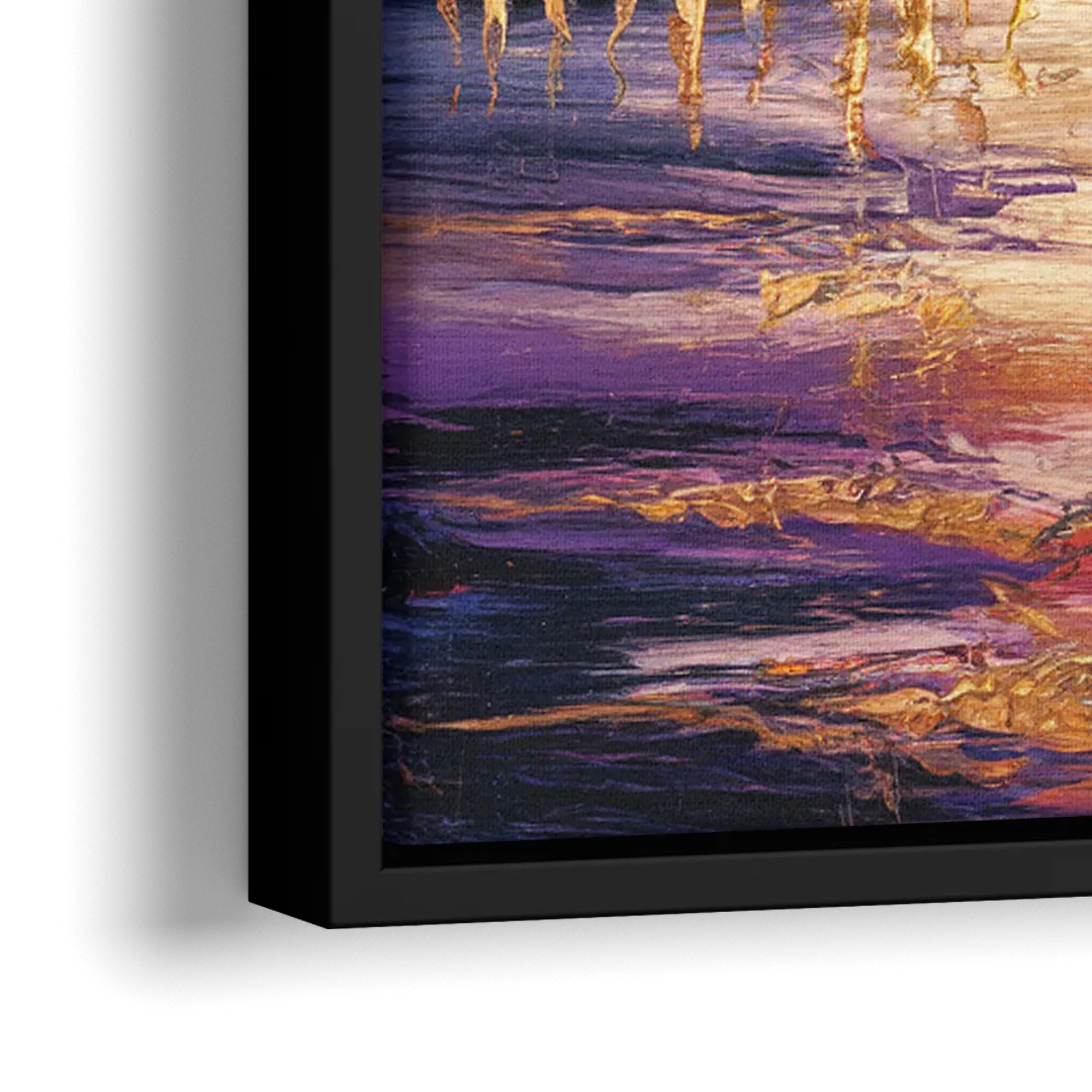 Mobile Skyline Sunset - Close-Up Black Frame Canvas