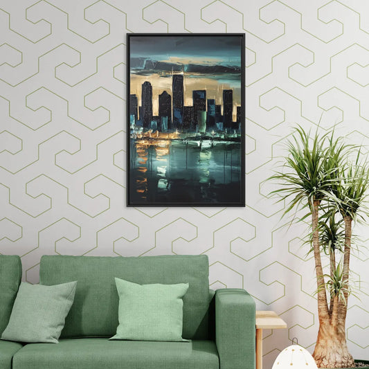 Houston Modern Aesthetic - Living Room Black Frame Canvas