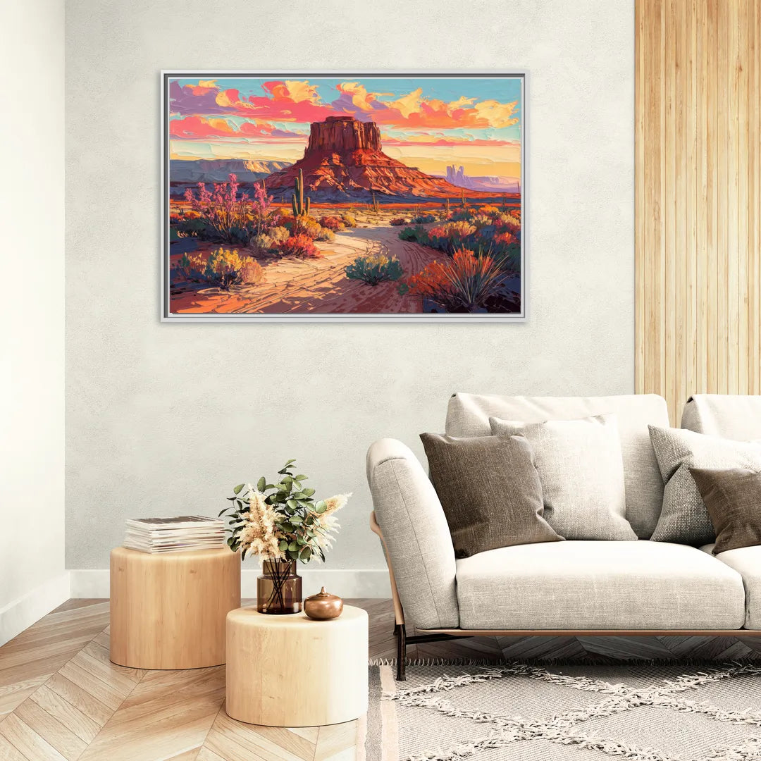 Mesa Scenic Desert - Living Room White Frame Canvas