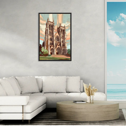 Washington National Cathedral - Living Room Black Frame Canvas