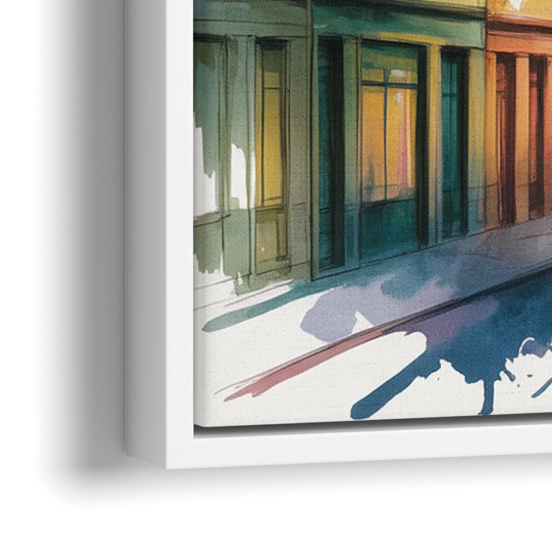 Qubec City by Night - Close-Up White Frame Canvas