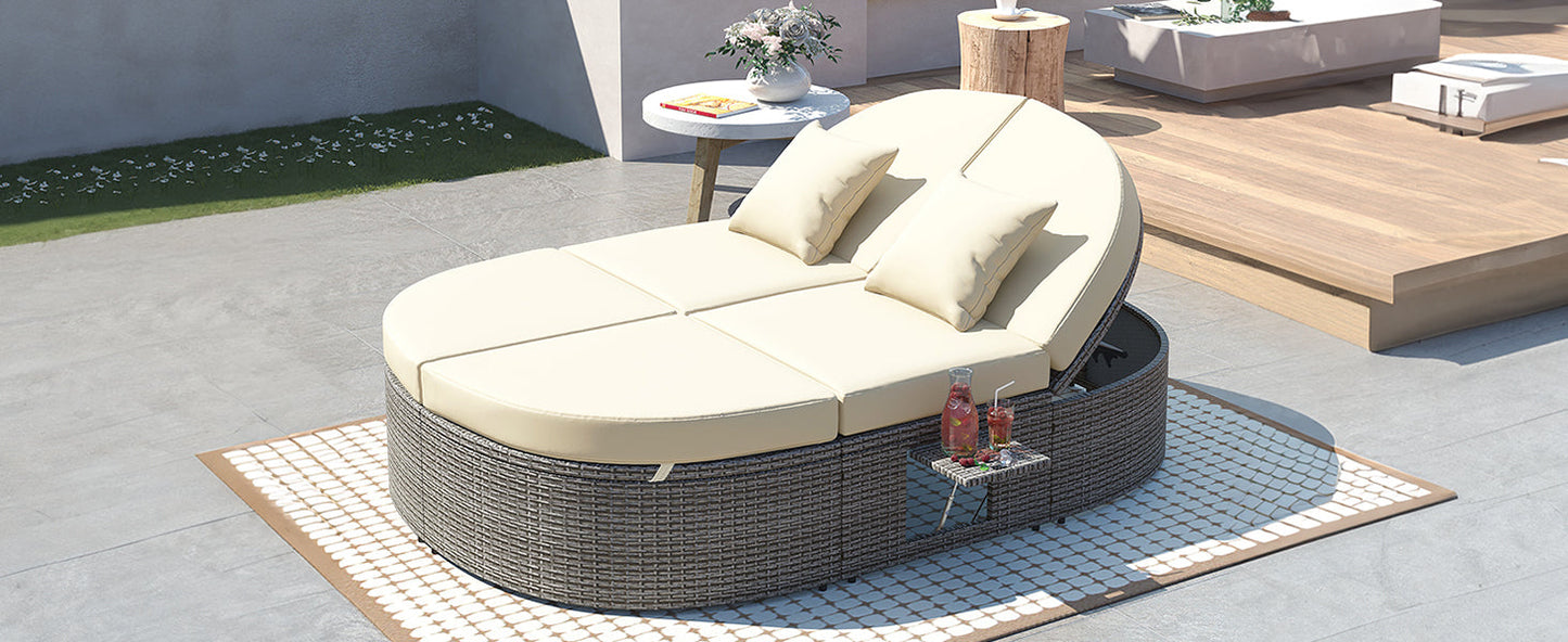 Luxurious 2-Person Wicker Daybed with Cushions – Perfect for Patio